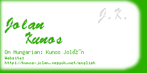 jolan kunos business card